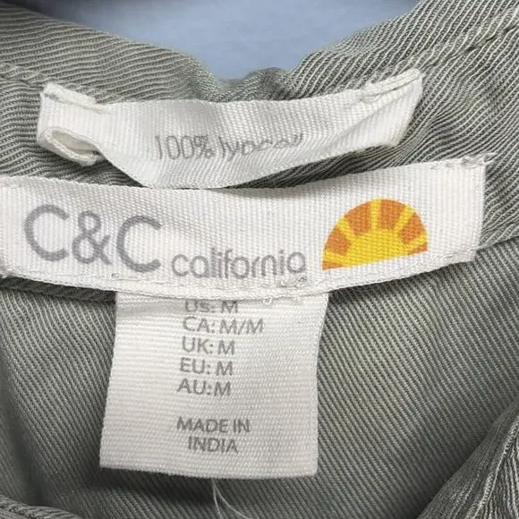 C&C California Sleeveless Shirt Dress - Women’s Size Medium - 100% Lyocell Green - Picture 2 of 5